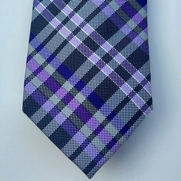 A Sharp Looking Purple, Dark Gray, Dark Blue Patterned Tie Size (OS) - Picture 2 of 5